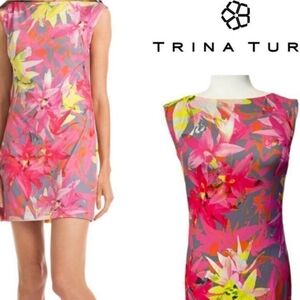 TRINA TURK Vibrant Floral Sleeveless Dress MEDIUM
